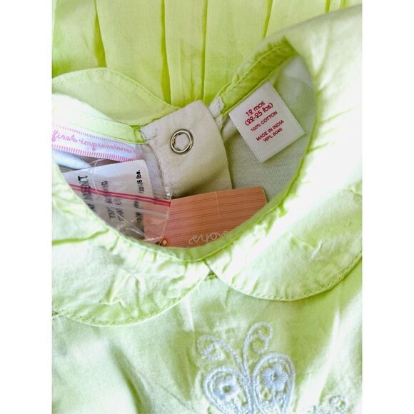 NEW First Impressions Baby Girl 6-12 Months Lemon Lime Embroidered 2-piece Dress - Picture 4 of 7
